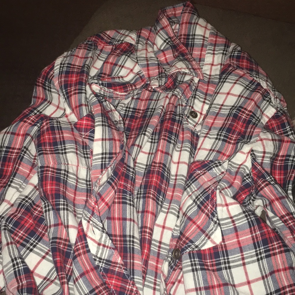 omg sleeved plaid shirt